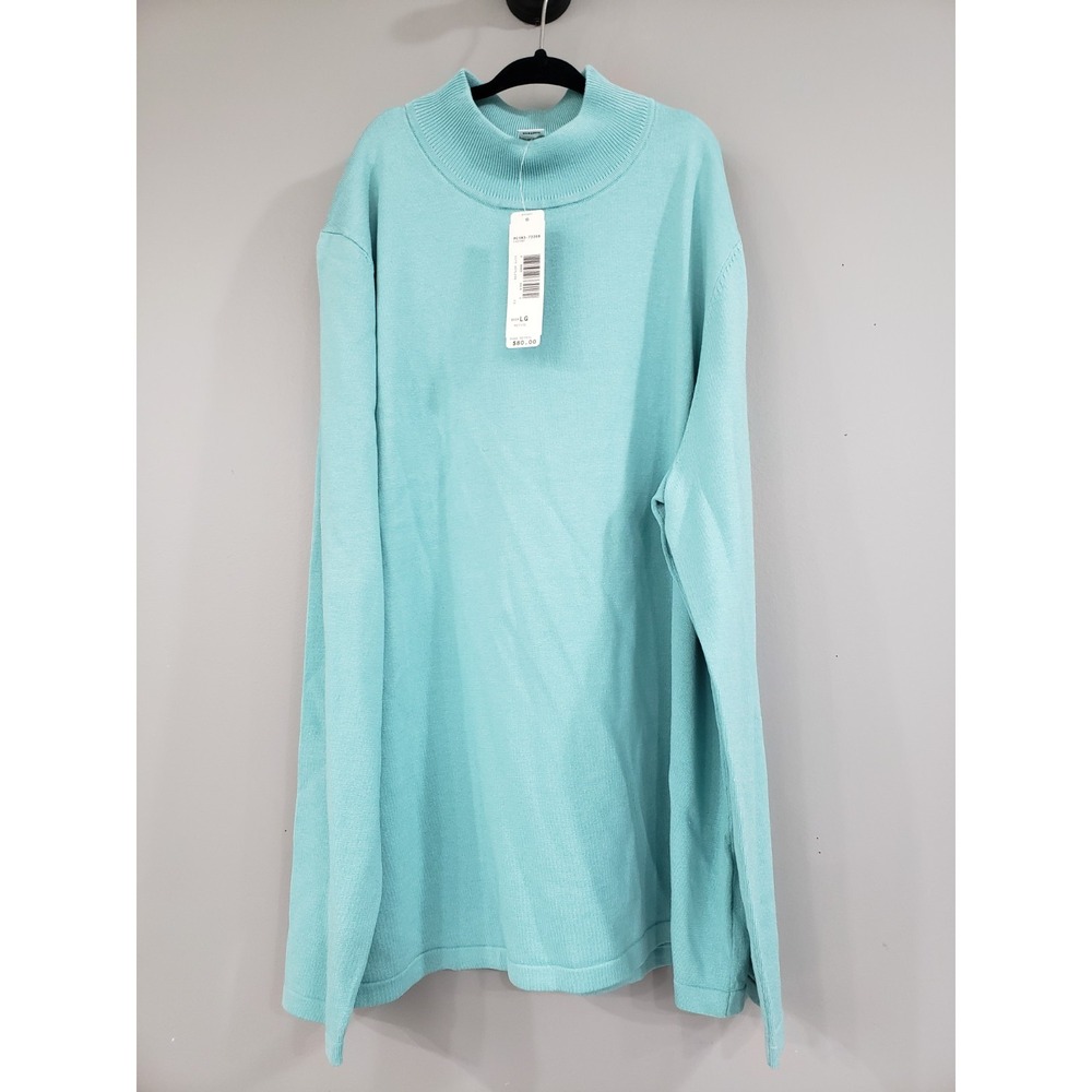 NEW PETITE LARGE PENDLETON Mock Neck SILK BLEND BLUE Long Sleeve turtleneck
